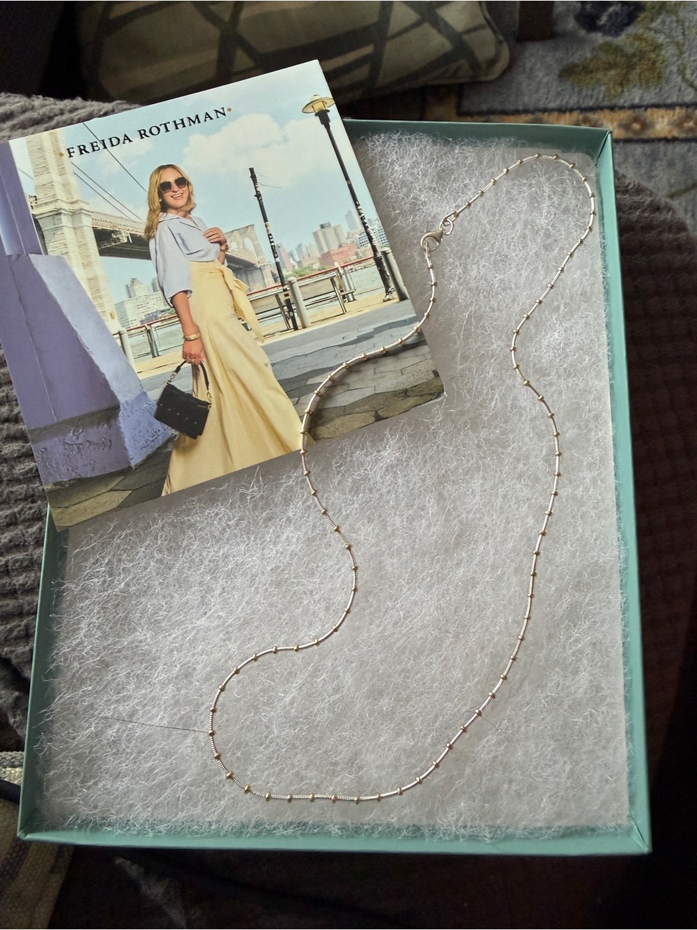 Freida Rothman Vault Sterling Silver & Gold Plated Beaded Station 18” Necklace - Picture 2 of 3